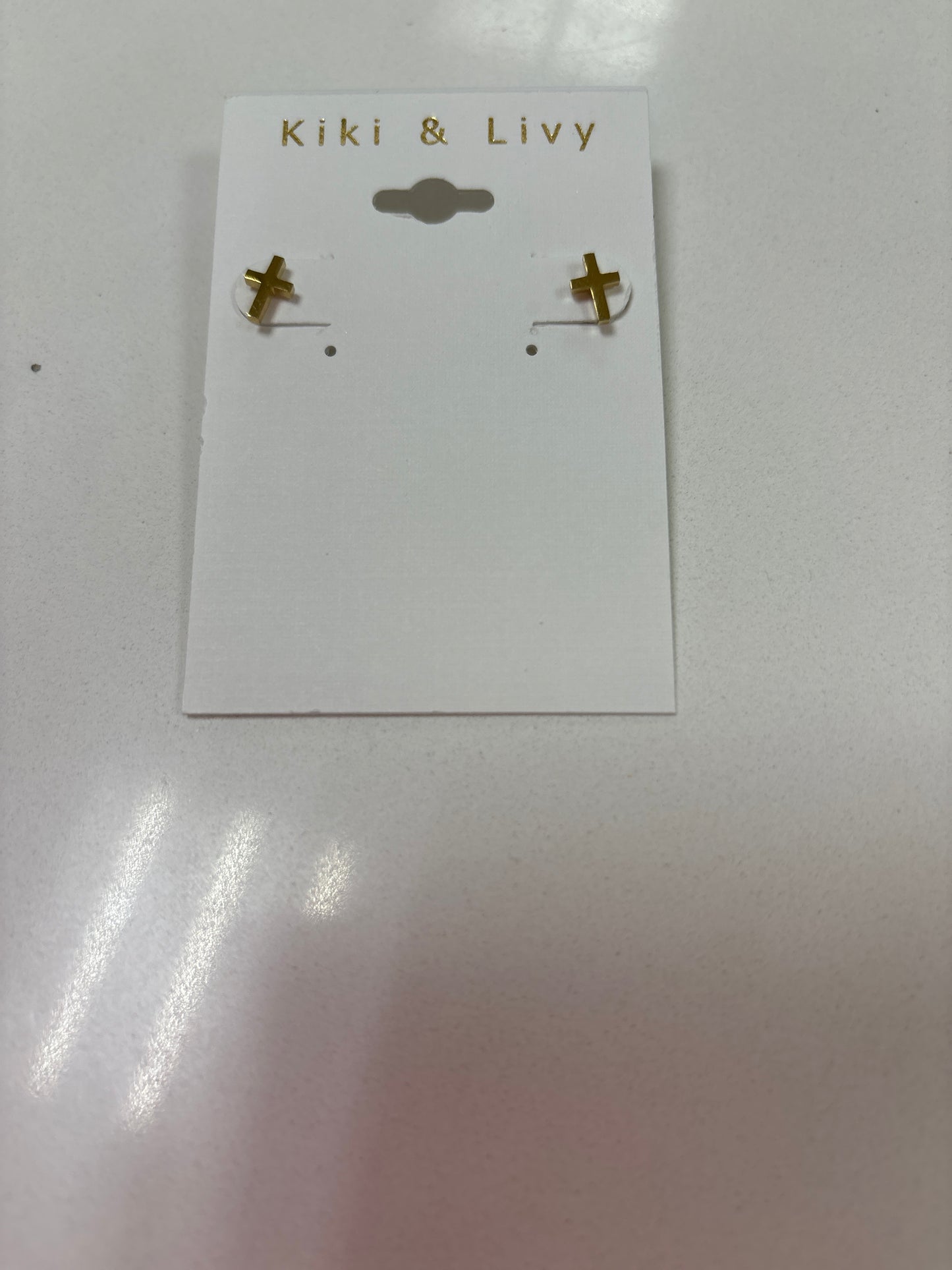 Kiki & Livy Tiny Gold Cross Studs
