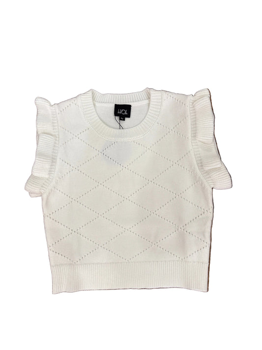 Pleated Sleeve Knit Top White