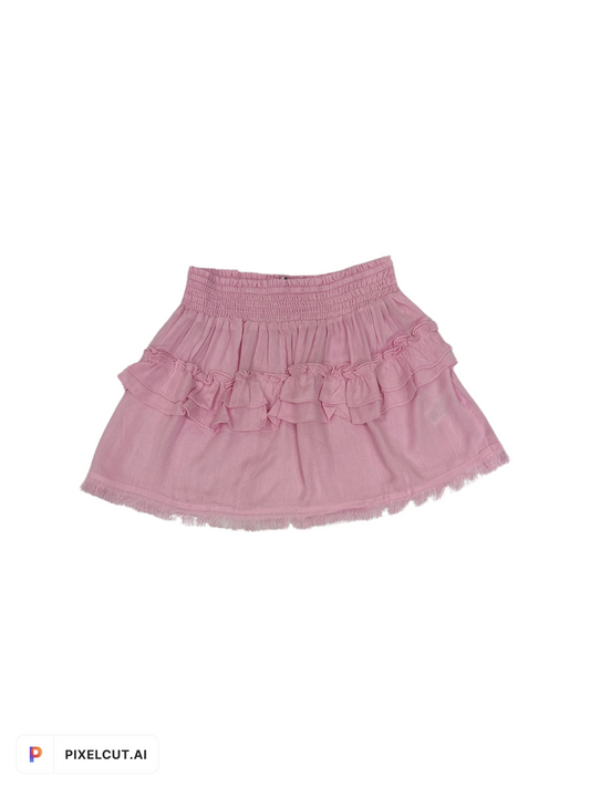 Pink Layered Raw Edge Skirt