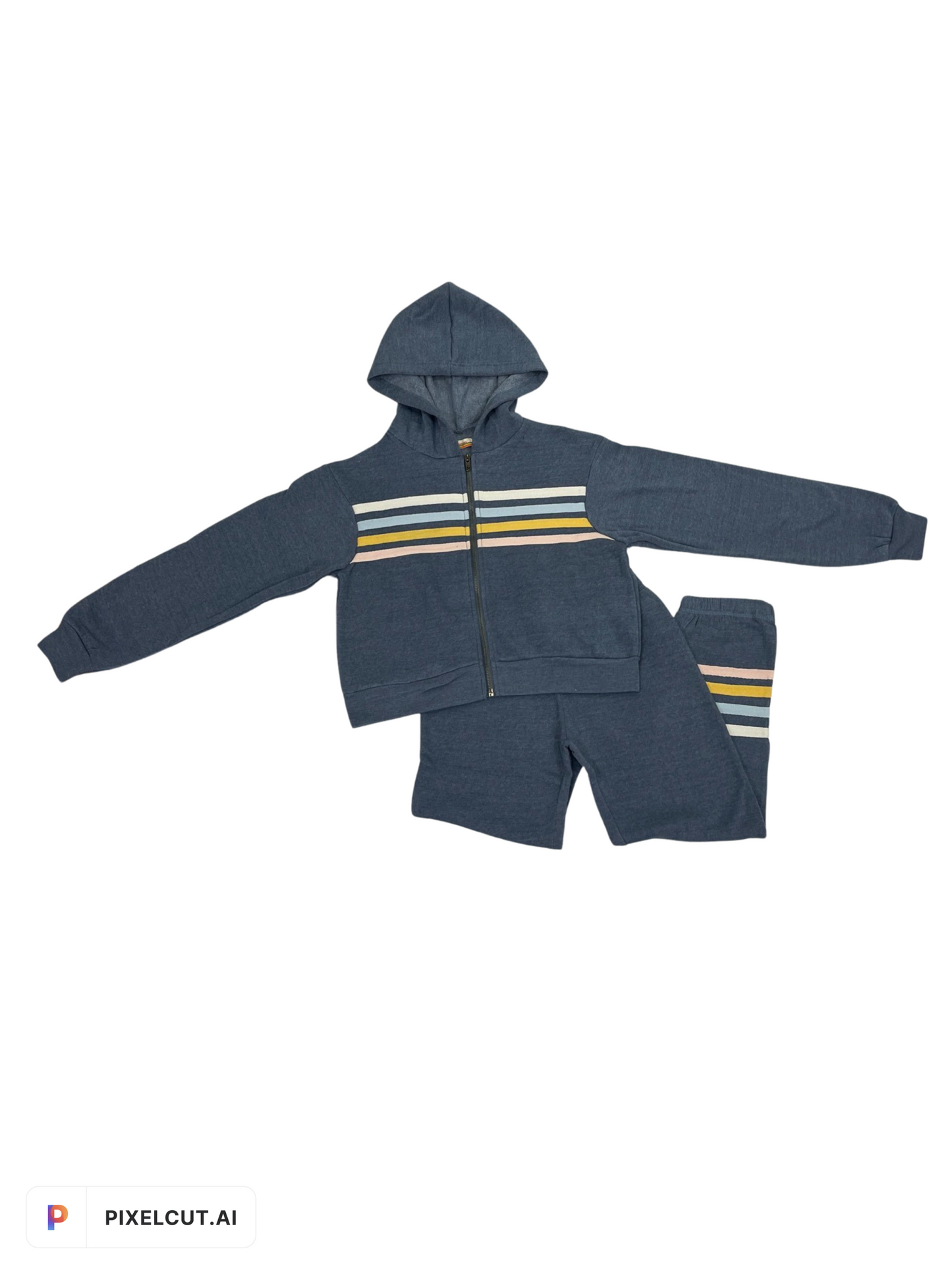 Mountain Blue Heather Fleece Zip Up With Twill Tape
