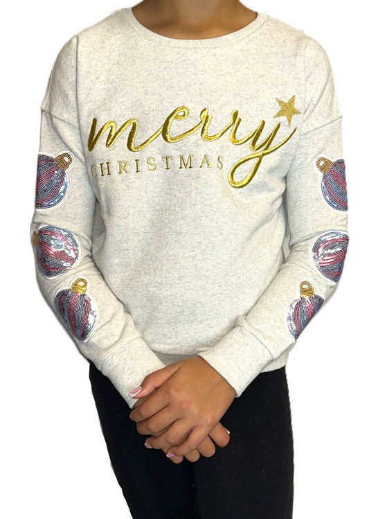 Merry Christmas Sequins Ornament Sweatshirt