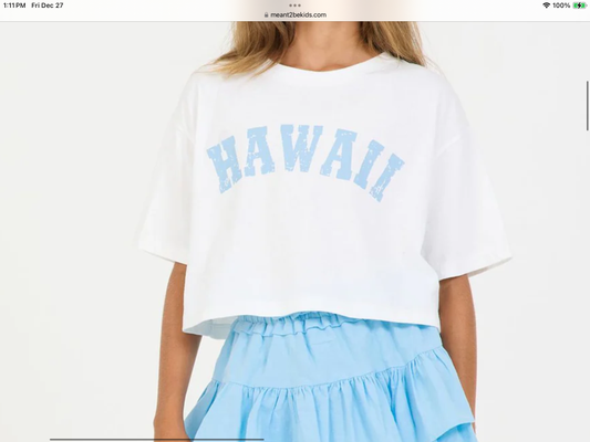 Vintage Havana White “HAWAII” Crop Tee