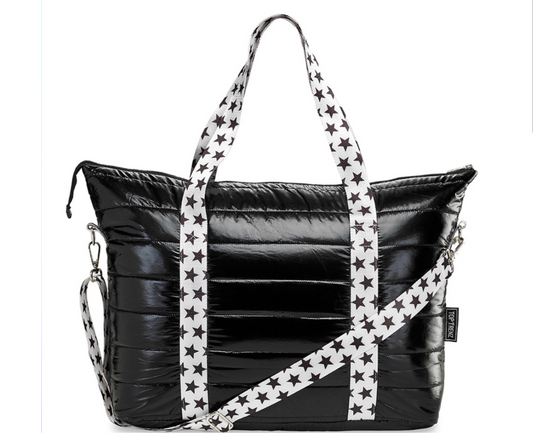Top Trenz Black Puffer Tote Bag