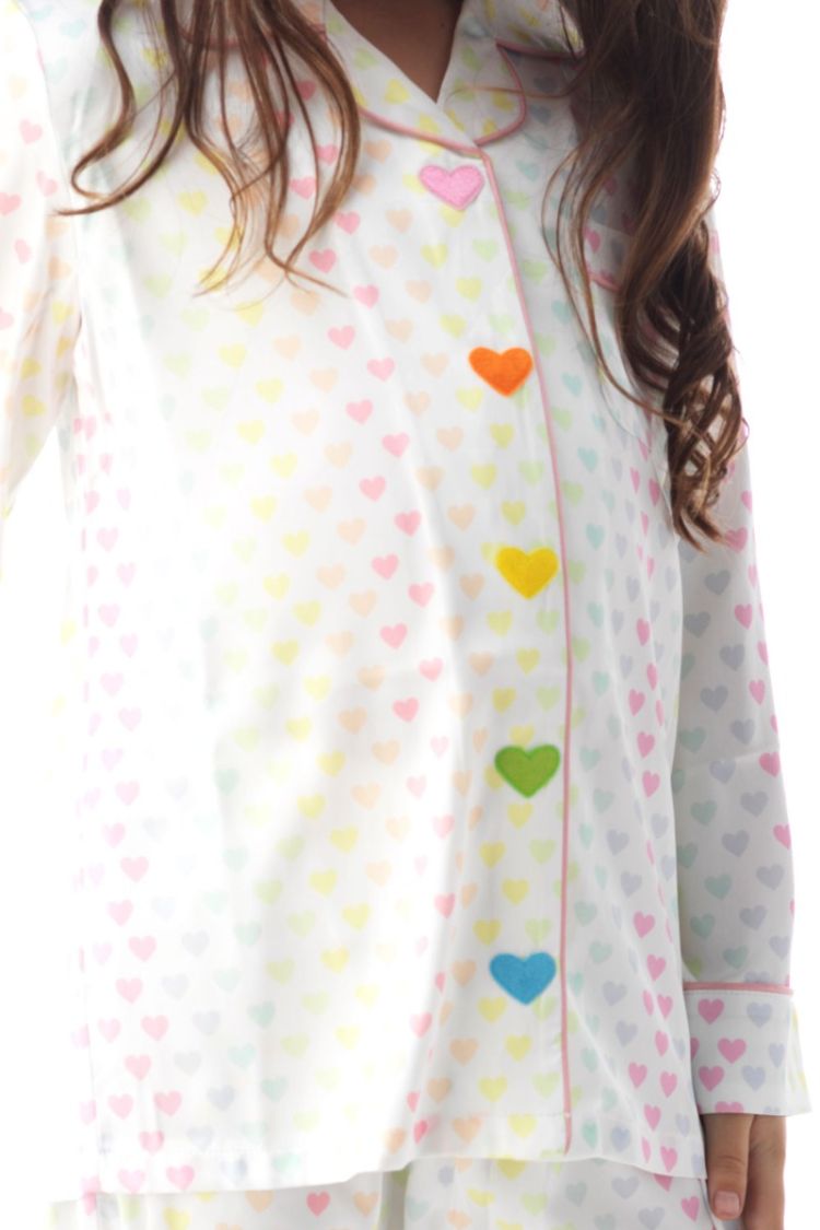 Silk Rainbow Heart Pajamas