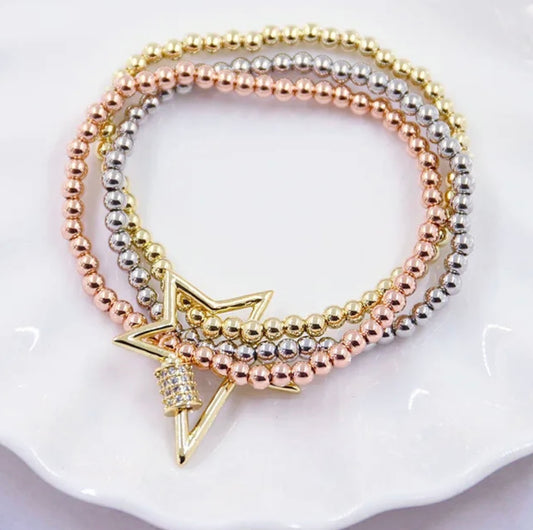Tri-colored bracelet stack