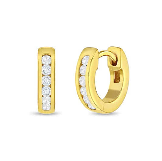 Channel Set Gold Huggie