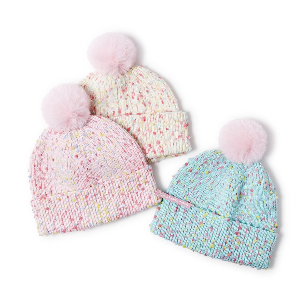 Sprinkles Hat with Faux Fur Pom Pom