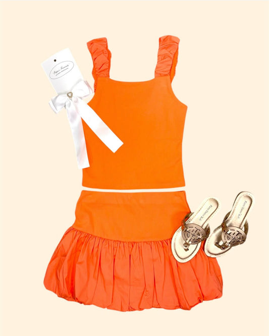 Habitual Bubble Skirt Set in Orange