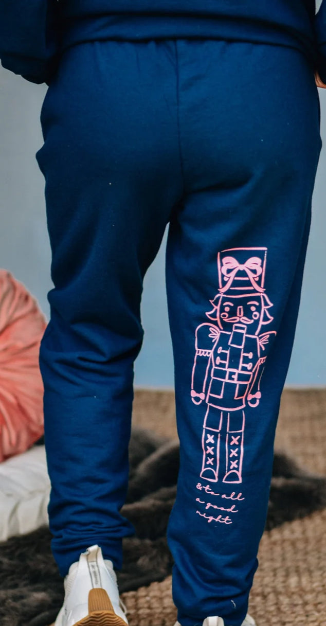 Nutcracker Bows Navy Joggers