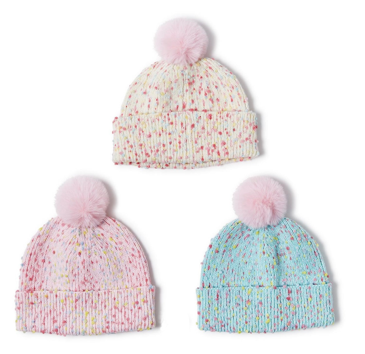 Sprinkles Hat with Faux Fur Pom Pom