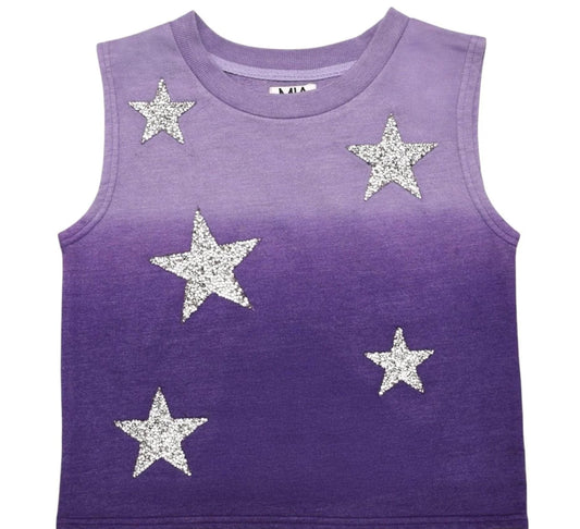 Purple Ombré Sweatshirt Tank With Stars