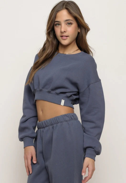 Cotton Fleece Cropped Sweatshirt