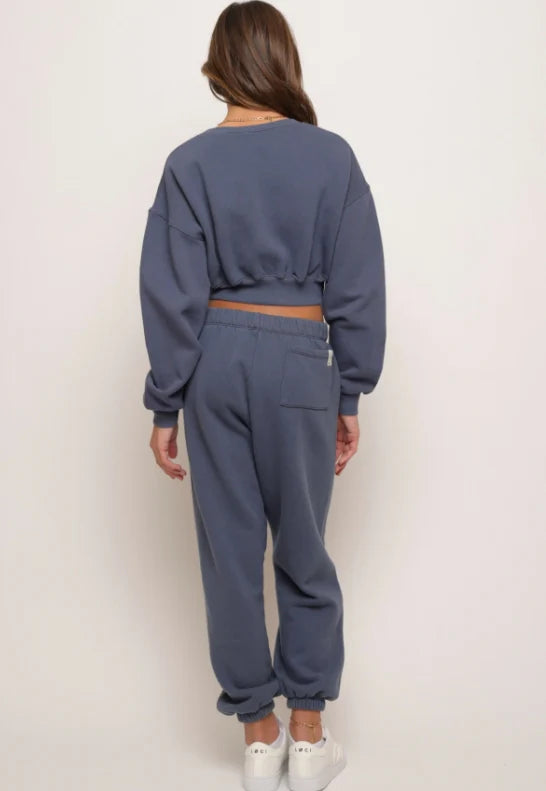 Cotton Fleece Cropped Sweatshirt