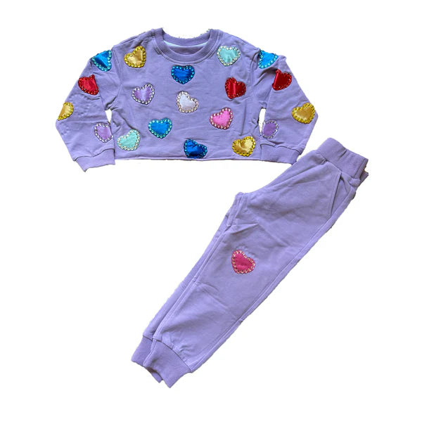 Stoopher & Boots - Applique Hearts Sweat Set