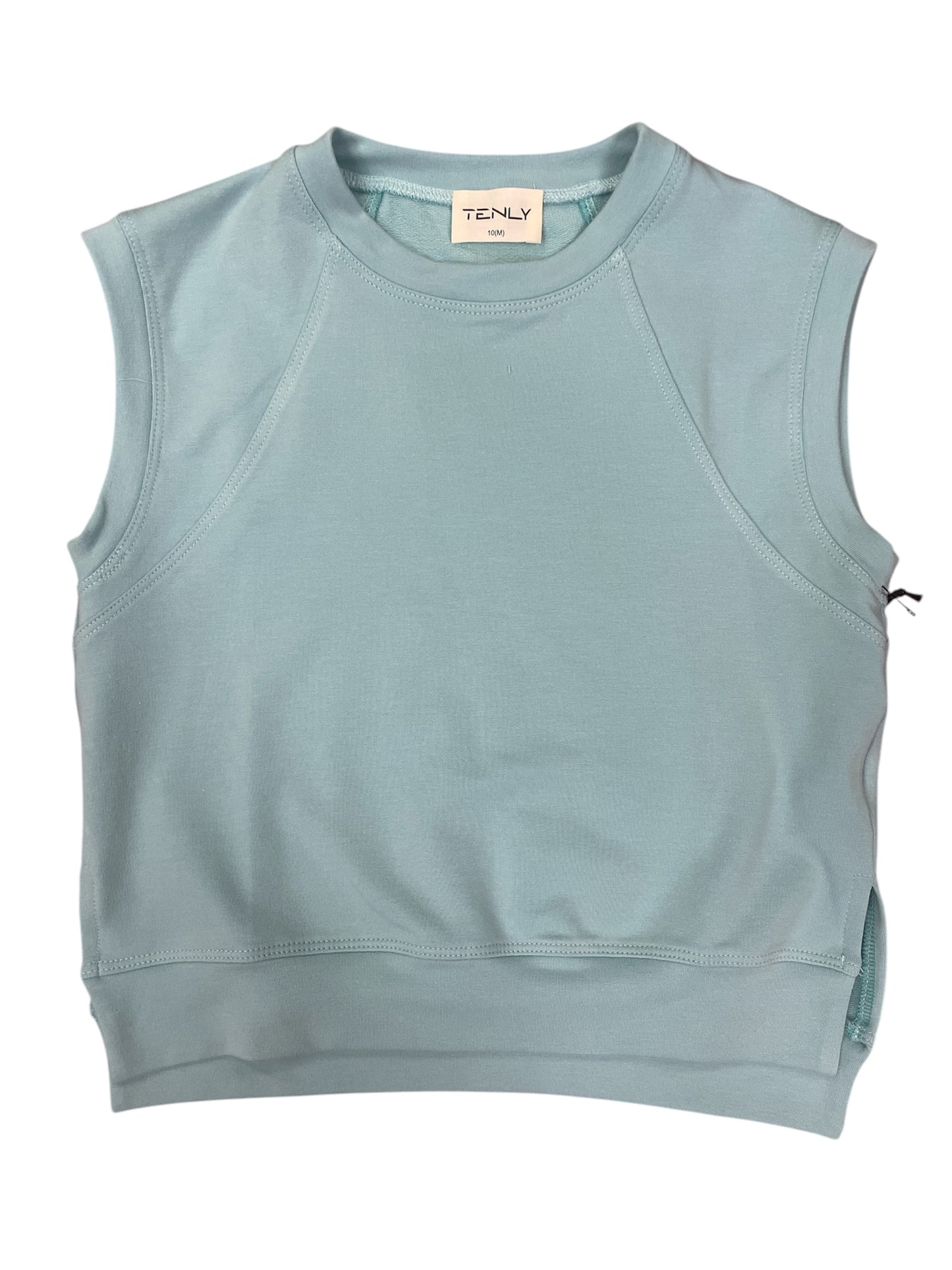 French Terry Raglan Tank in Aqua Sky