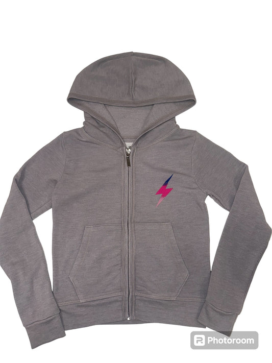 Grey hooded zip jacket ombré bolt