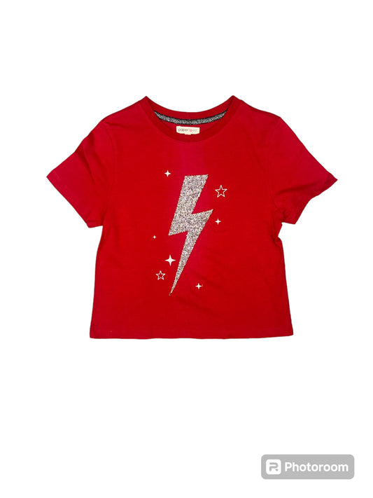 Paperflower rhinestone lightening bolt tee