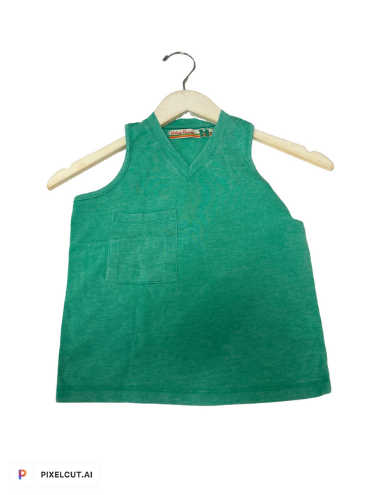 Green Burnout V Neck Pocket Tank