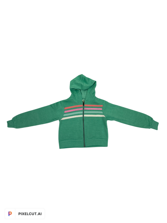 Surf Green Heather Fleece Zip Up with Twill Tape
