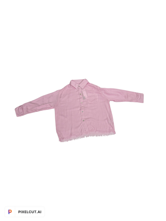 Light Pink Button Down Raw Edge Top