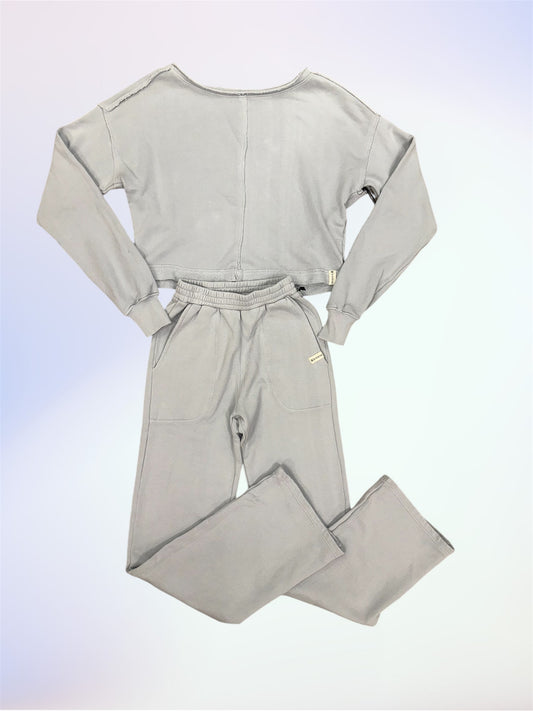 Cotton Fleece Wide Leg - Silver