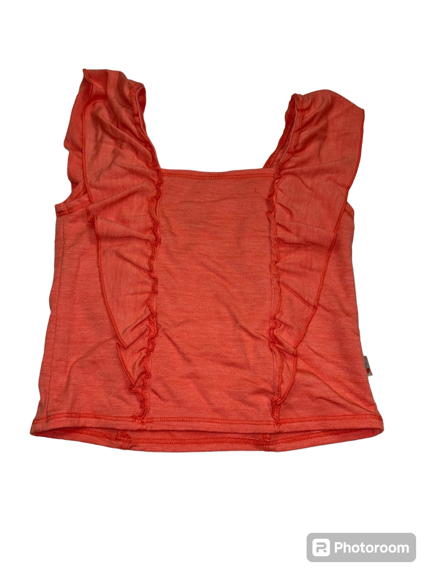 T2Love Tangerine Ruffle Bodice Top