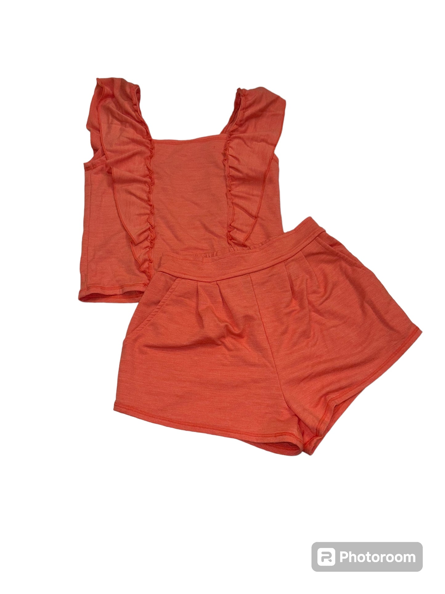 T2Love Tangerine Ruffle Bodice Top