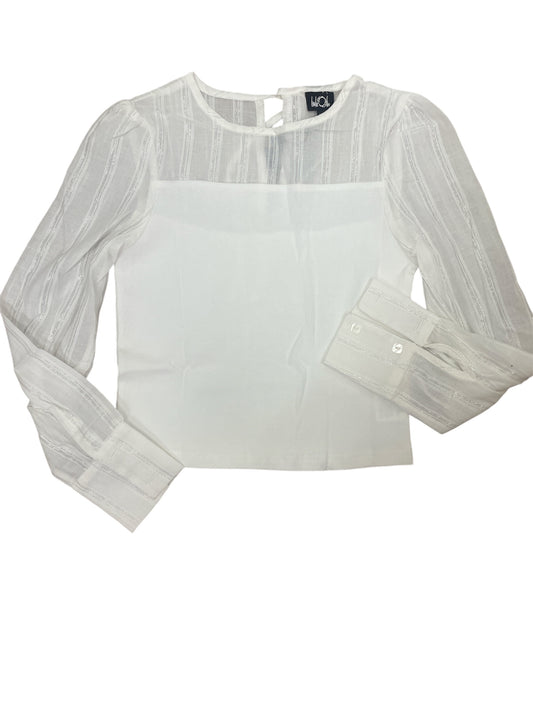Little Olin White Ribbed Body Blouse