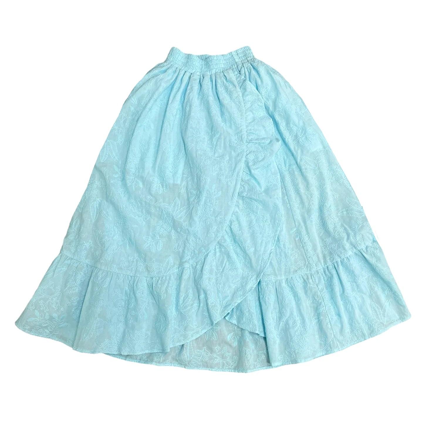 Little Olin Turquoise Long Smocked Ruffle Skirt