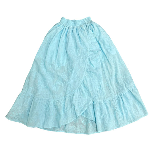 Little Olin Turquoise Long Smocked Ruffle Skirt