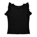 Little Olin Black Ruffle Sleeve Top